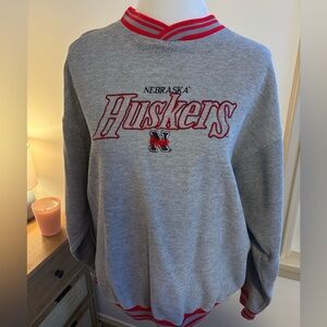 Nebraska Huskers Gray and Red Crewneck Sweater